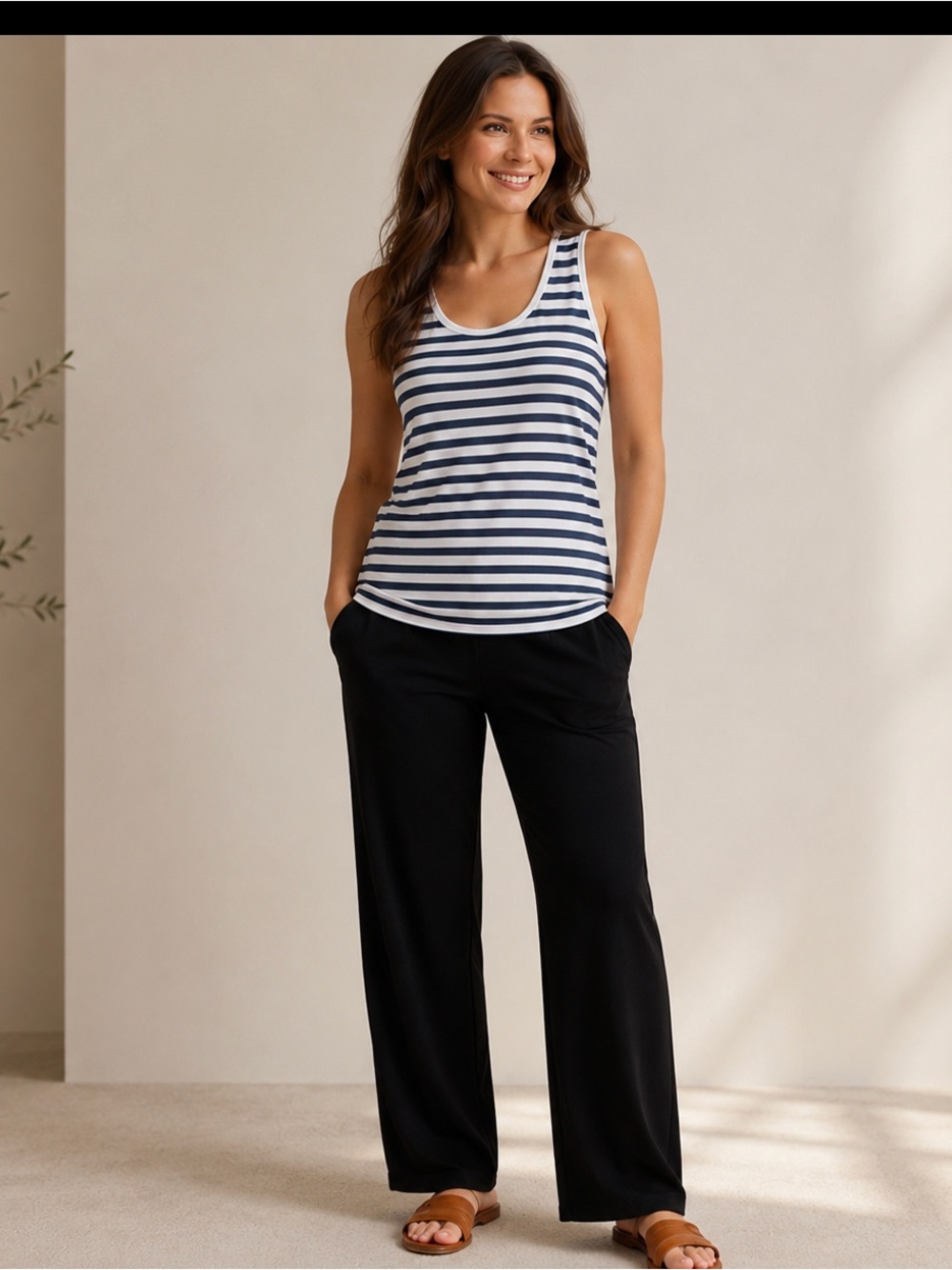 Relaxed Black Wide-Leg Pull-On Pants for Women